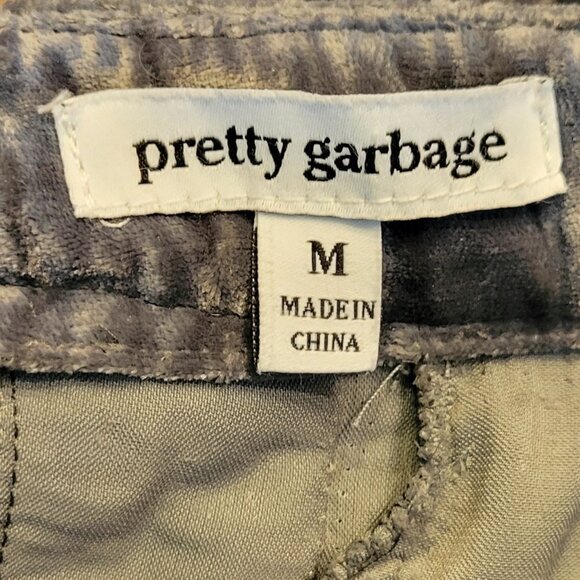 Pretty Garbage Griseta Velvet Burnout Cargo Wide Leg Baggy Pants in Olive Green - Picture 12 of 13